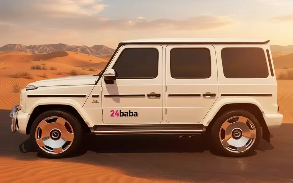 Mercedes G63 2025 White rear view showing taillights