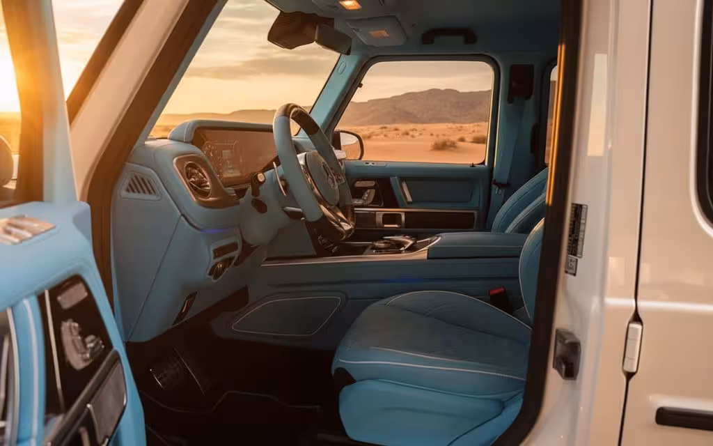 Mercedes G900 2021 interior view showing trim – rental in Dubai