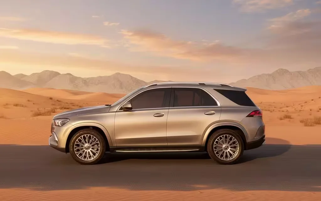Mercedes Gle350 2020 Grey side profile – rental in Dubai