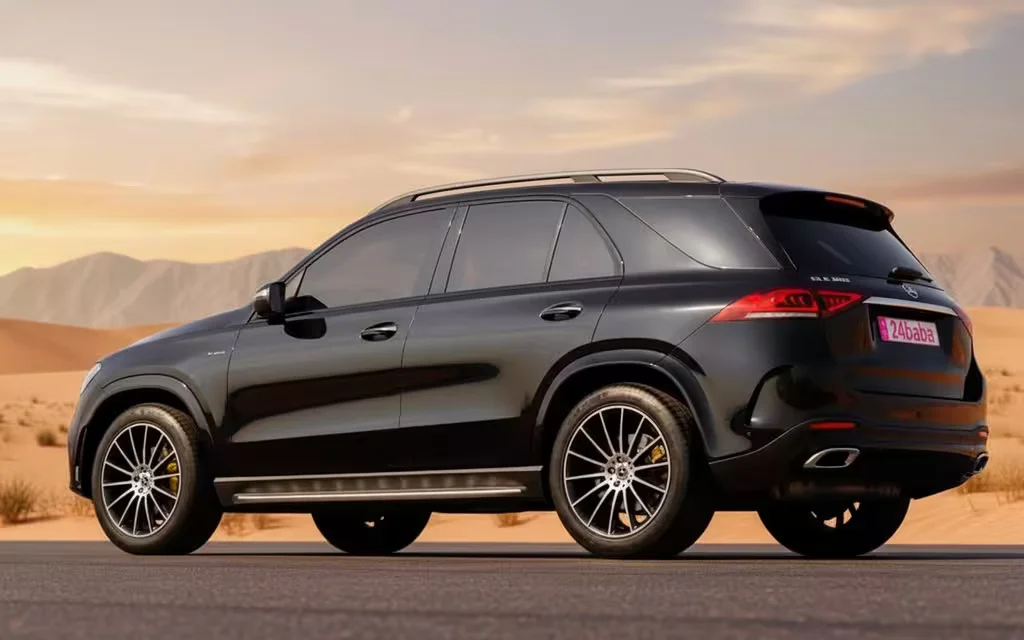 Mercedes Gle350 2021 Black side profile – rental in Dubai