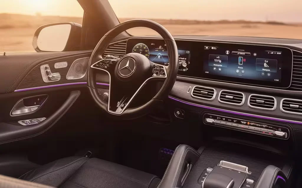 Mercedes Gle350 2024 interior view showing trim – rental in Dubai