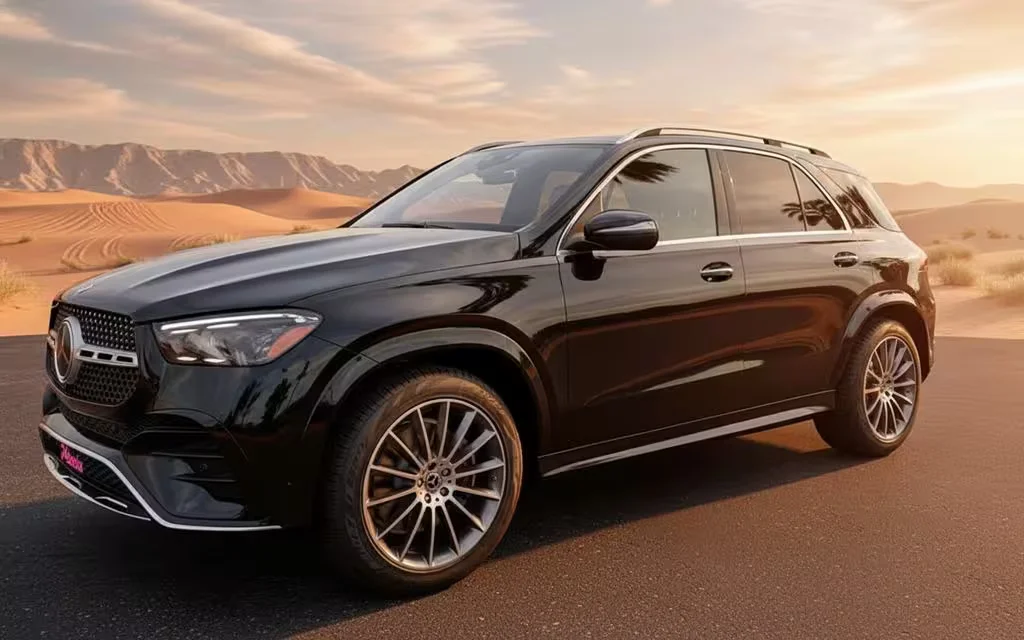 Mercedes Gle450 2023 Black side profile – rental in Dubai
