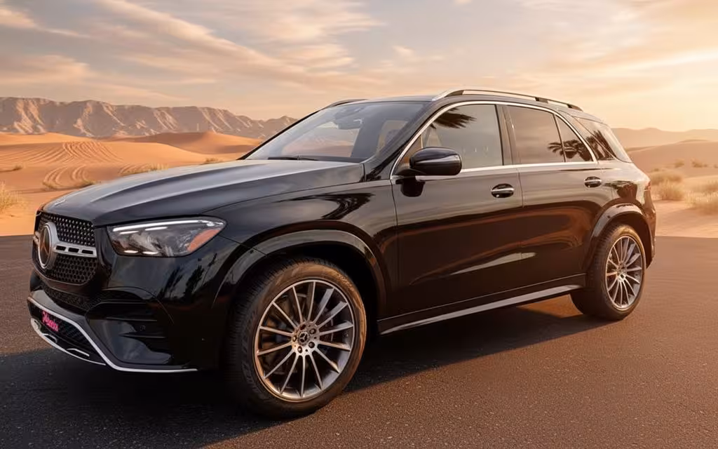 Mercedes Gle450 2023 Black side profile – rental in Dubai