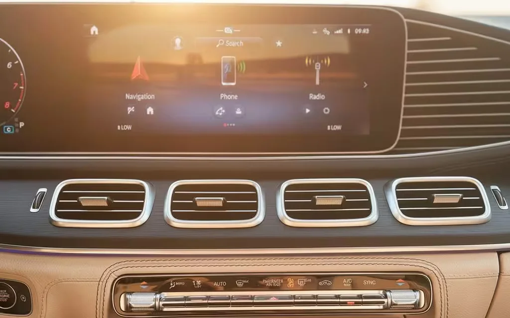 Mercedes Gle450 2023 interior view showing trim – rental in Dubai