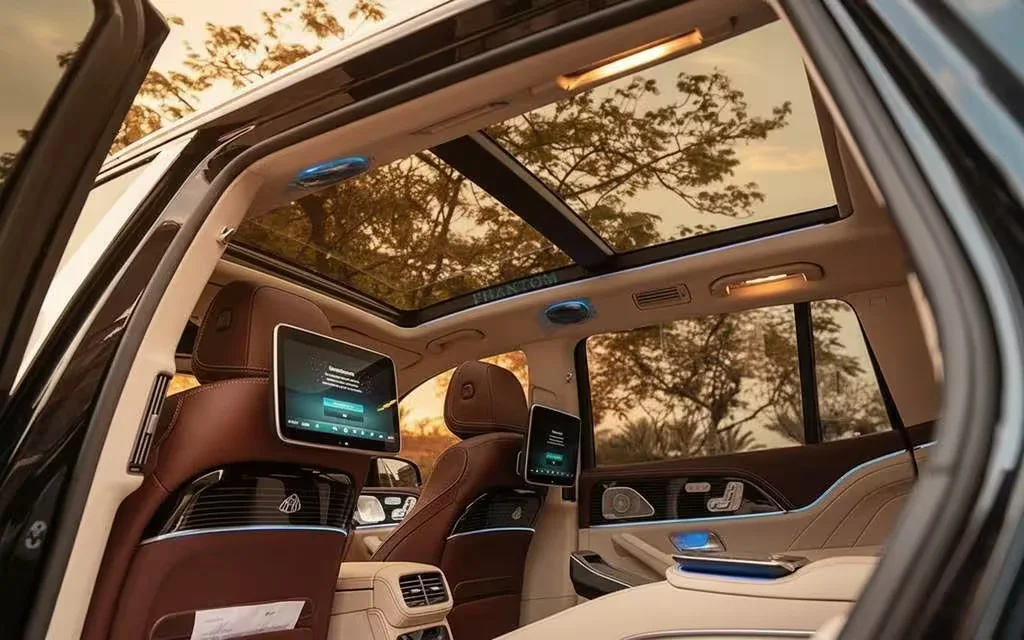 Mercedes Maybach 2024 interior view showing trim – rental in Dubai