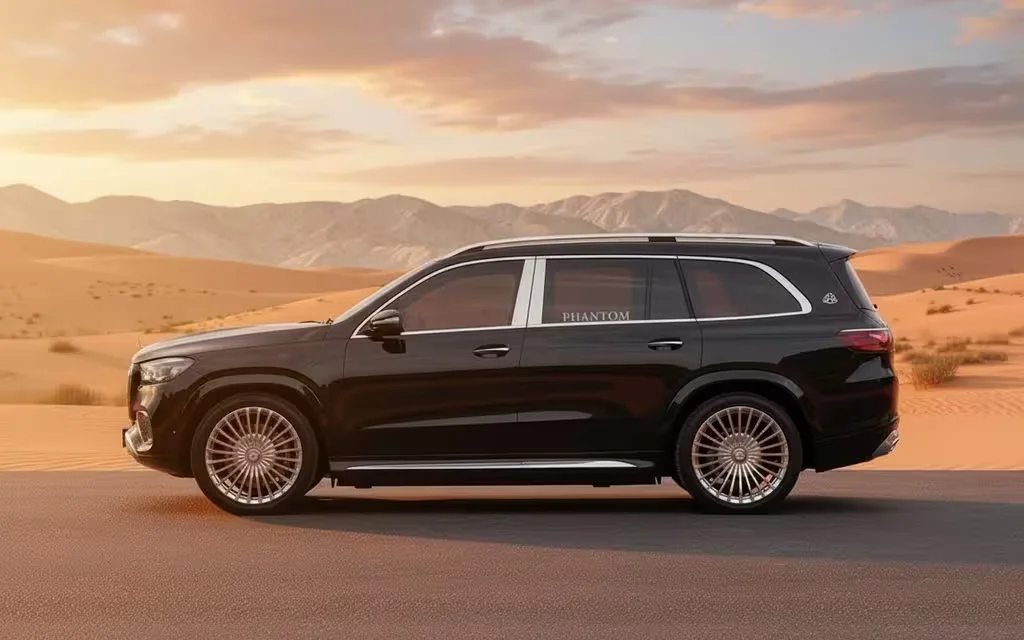 Mercedes Maybach 2024 Black side profile – rental in Dubai