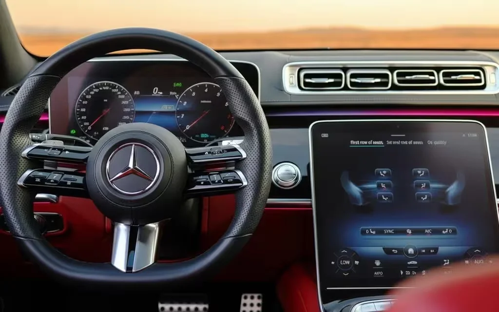 Mercedes S500 2022 interior view showing trim – rental in Dubai