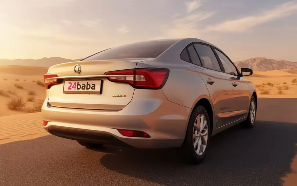 Mg 5 2023 Silver rear view showing taillights – rental in Dubai