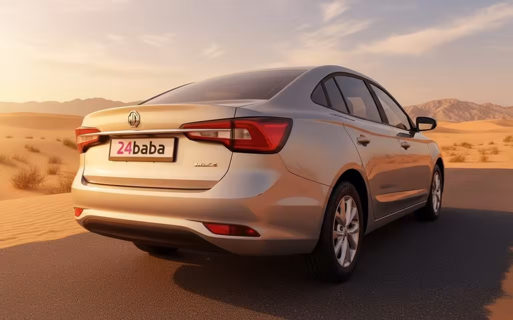 Mg 5 2023 Silver rear view showing taillights – rental in Dubai