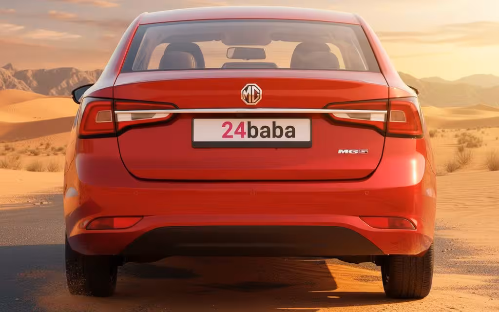 Mg 5 2024 Red rear view showing taillights – rental in Dubai