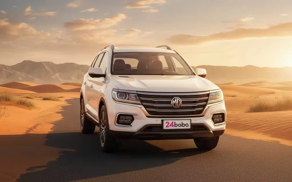 Mg Rx8 2023 White front view with headlights – rental in Dubai