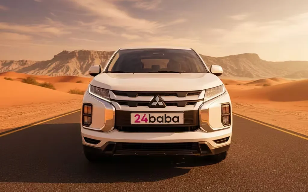 Mitsubishi Asx 2022 White front view with headlights – rental in Dubai