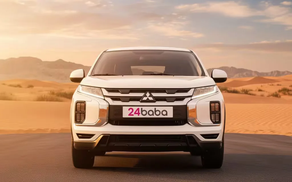 Mitsubishi Asx 2023 White front view with headlights – rental in Dubai