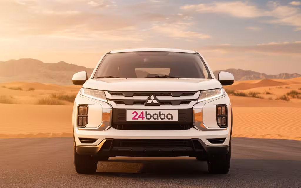 Mitsubishi Asx 2023 White front view with headlights – rental in Dubai