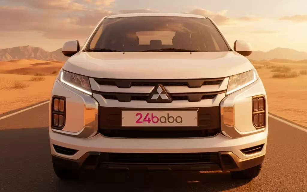 Mitsubishi Asx 2024 White front view with headlights – rental in Dubai