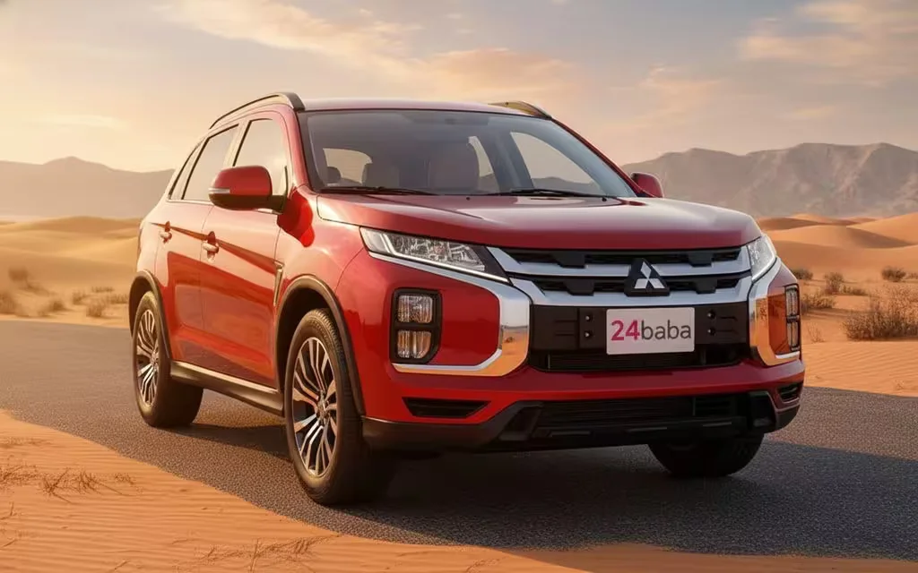 Mitsubishi Asx 2025 Red front view with headlights – rental in Dubai
