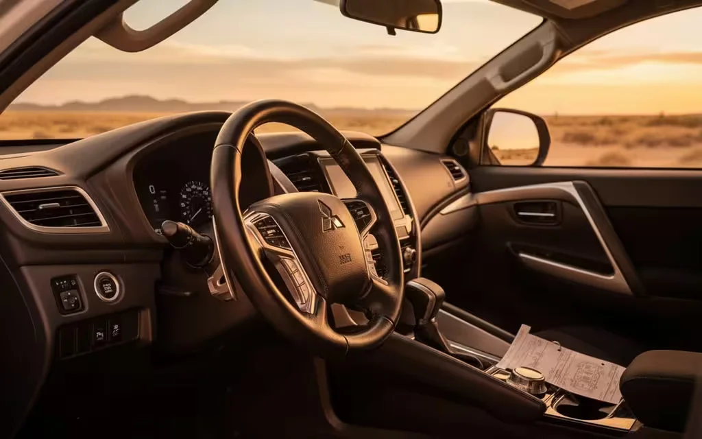 Mitsubishi Montero 2023 interior view showing trim – rental in Dubai