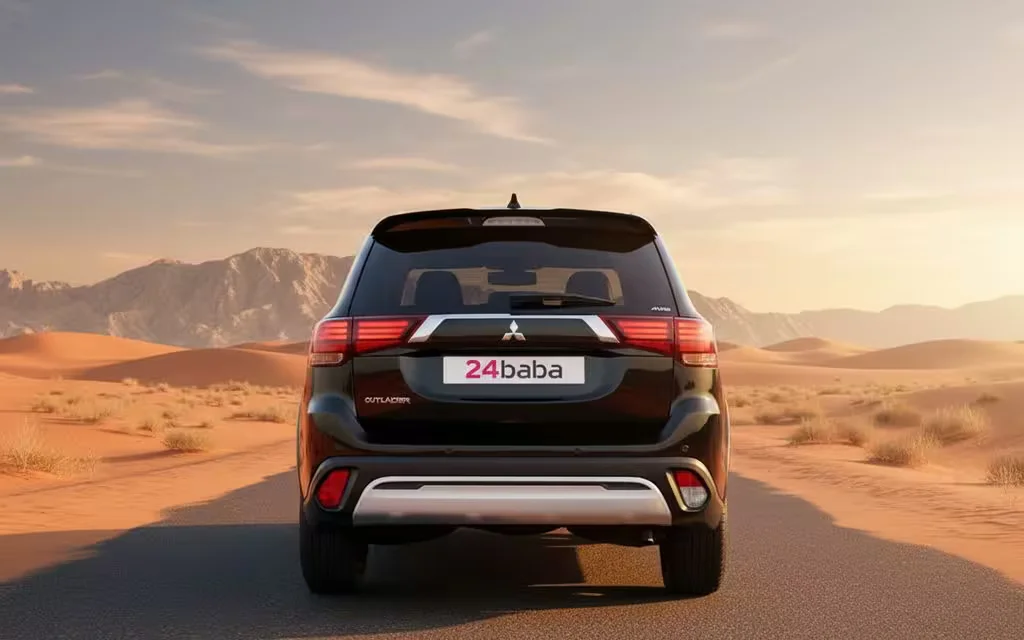 Mitsubishi Outlander 2022 Black rear view showing taillights – rental in Dubai