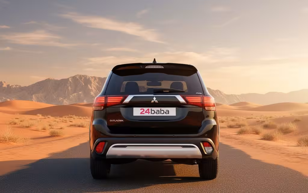 Mitsubishi Outlander 2022 Black rear view showing taillights – rental in Dubai