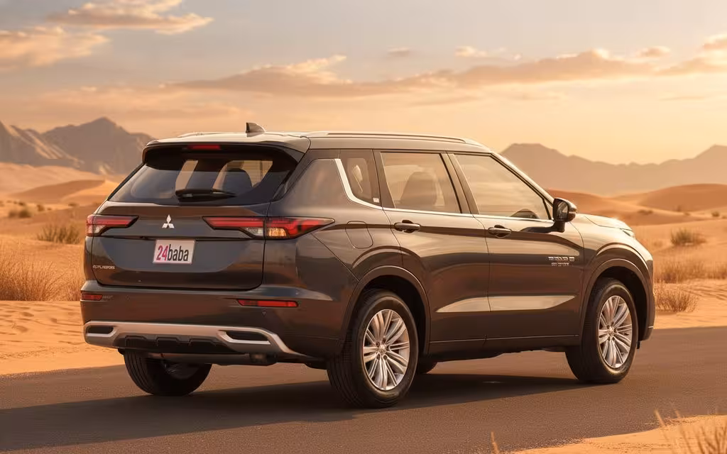 Mitsubishi Outlander 2025 Grey rear view showing taillights – rental in Dubai