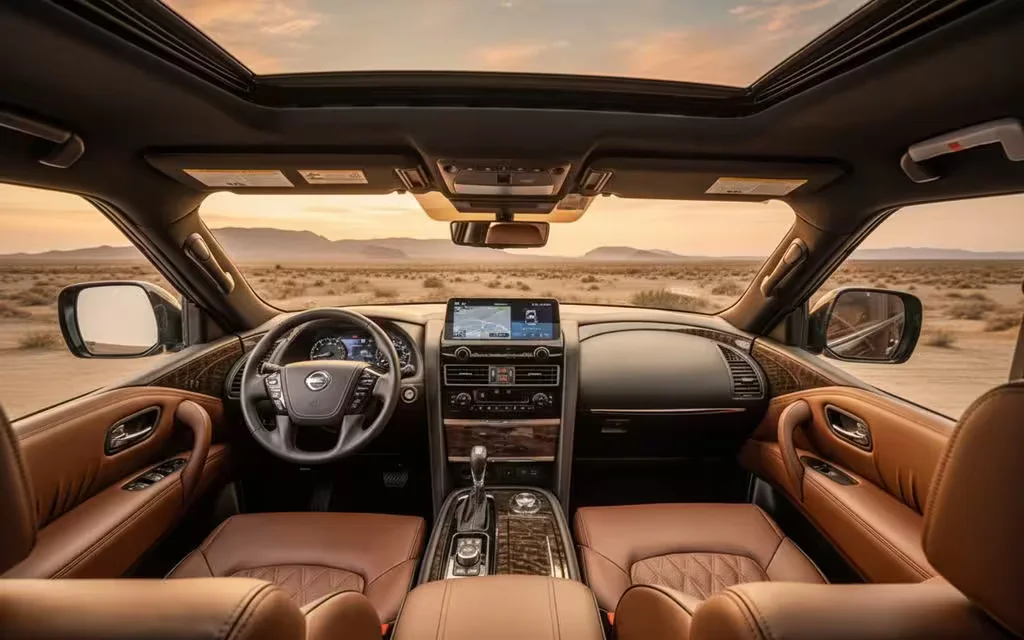 Nissan Armada 2024 interior view showing trim – rental in Dubai