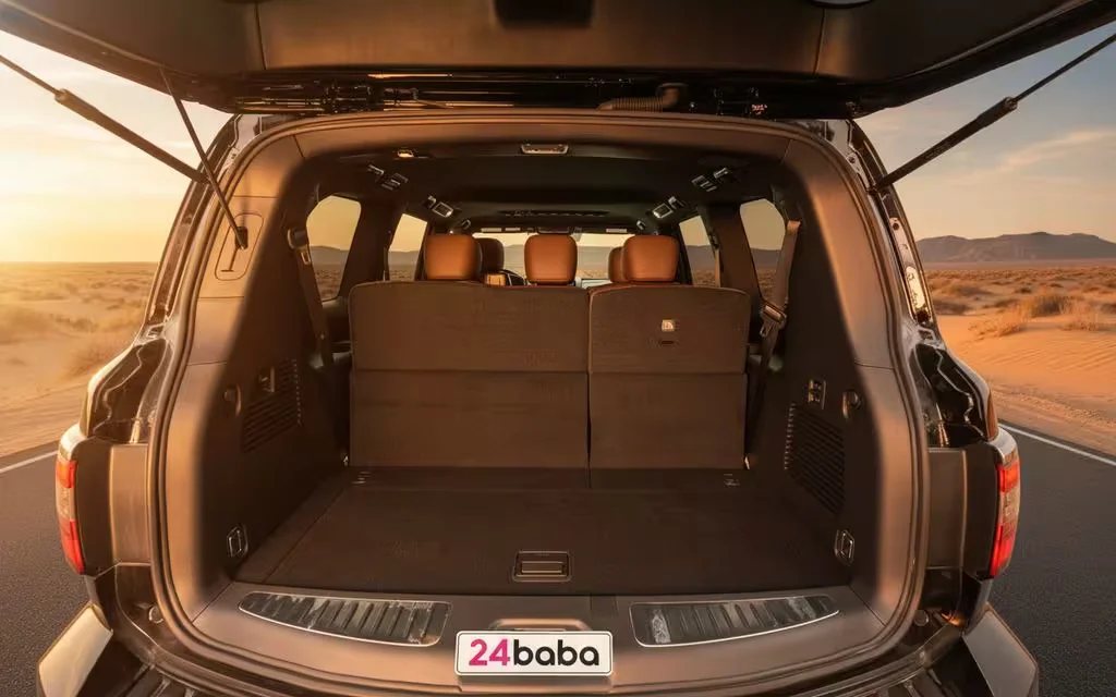 Nissan Armada 2024 Black rear view showing taillights – rental in Dubai