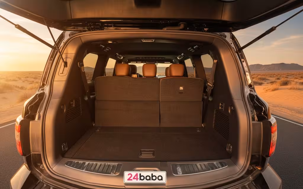 Nissan Armada 2024 Black rear view showing taillights – rental in Dubai