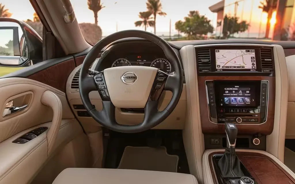 Nissan Patrol 2021 interior view showing trim – rental in Dubai