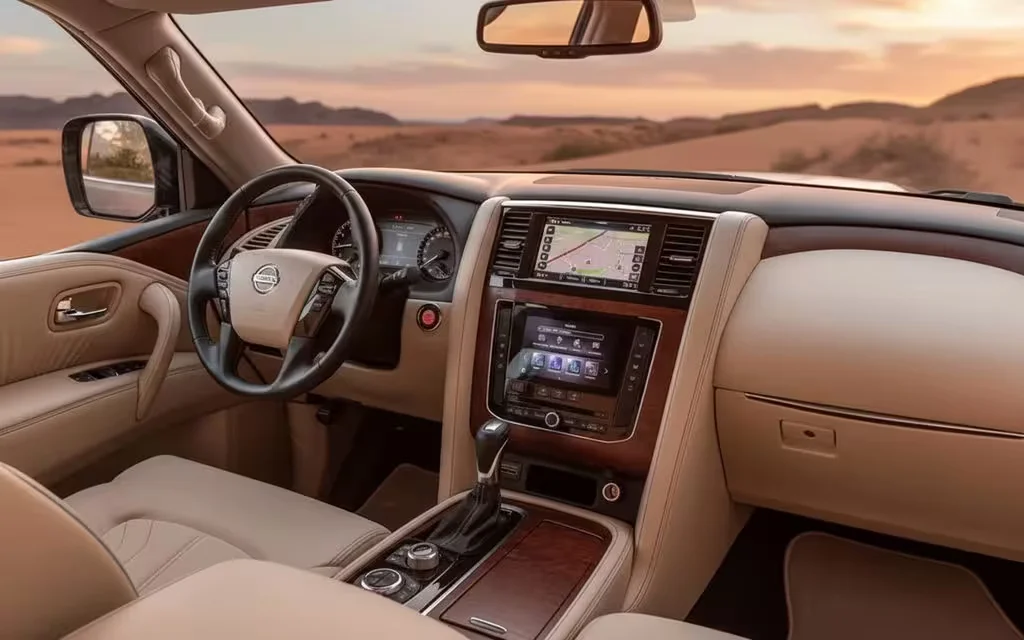 Nissan Patrol 2021 interior view showing trim – rental in Dubai