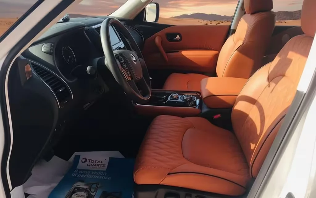 Nissan Patrol 2021 leather seats and cabin – rental in Dubai