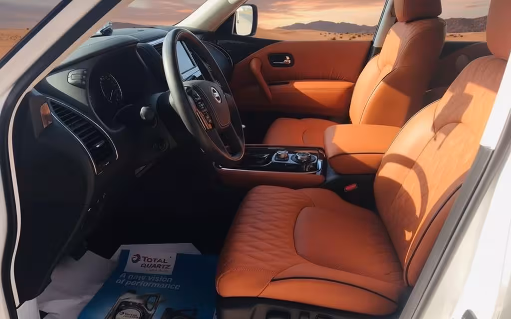 Nissan Patrol 2021 leather seats and cabin – rental in Dubai