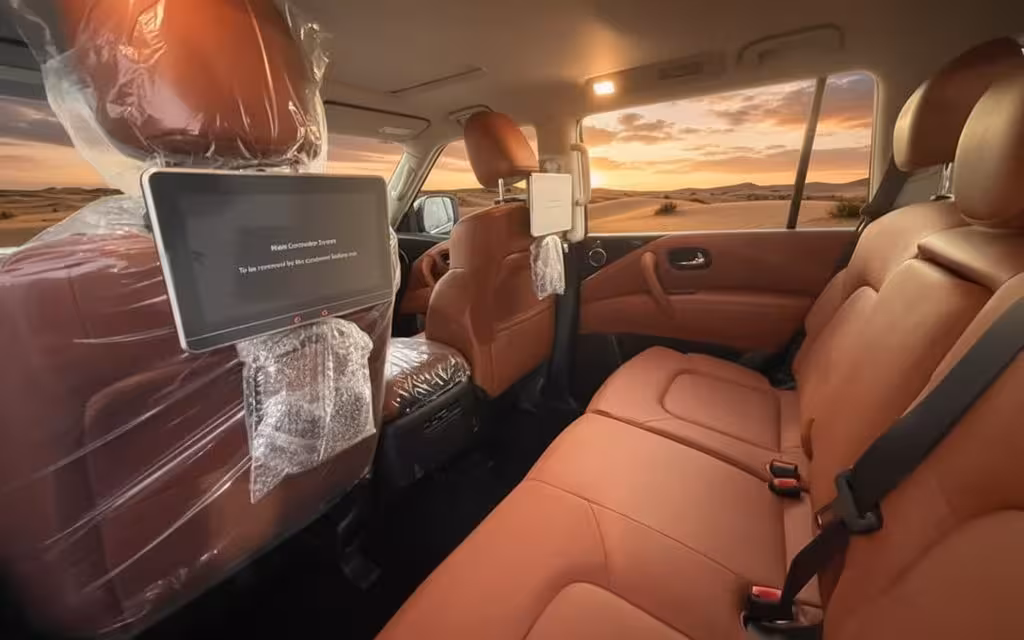 Nissan Patrol 2022 leather seats and cabin – rental in Dubai