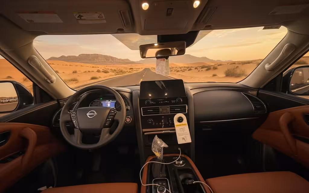 Nissan Patrol 2022 interior view showing trim – rental in Dubai