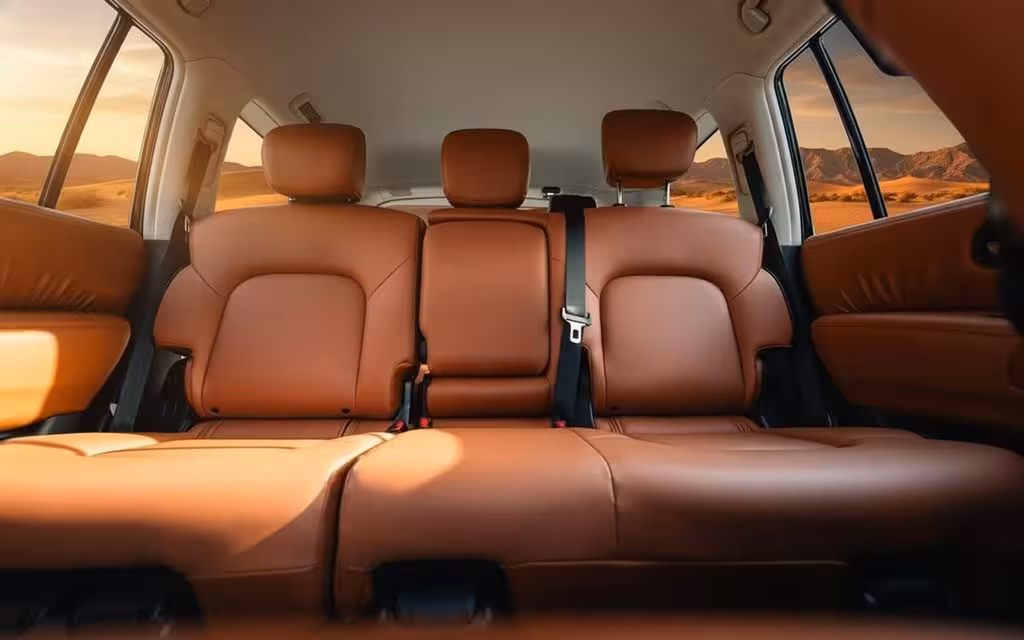 Nissan Patrol 2024 leather seats and cabin – rental in Dubai