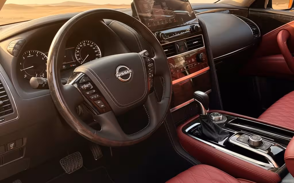 Nissan Patrol 2024 interior view showing trim – rental in Dubai