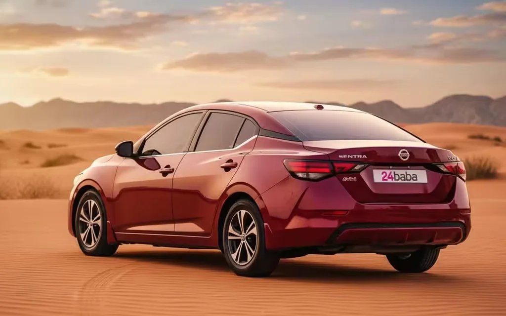Nissan Sentra 2022 Red rear view showing taillights – rental in Dubai