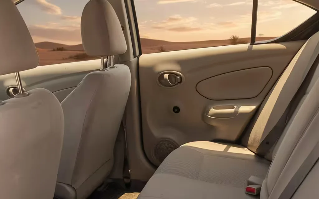 Nissan Sunny 2024 leather seats and cabin – rental in Dubai