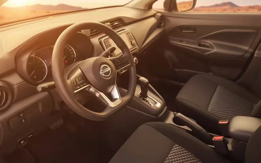 Nissan Sunny 2024 interior view showing trim – rental in Dubai