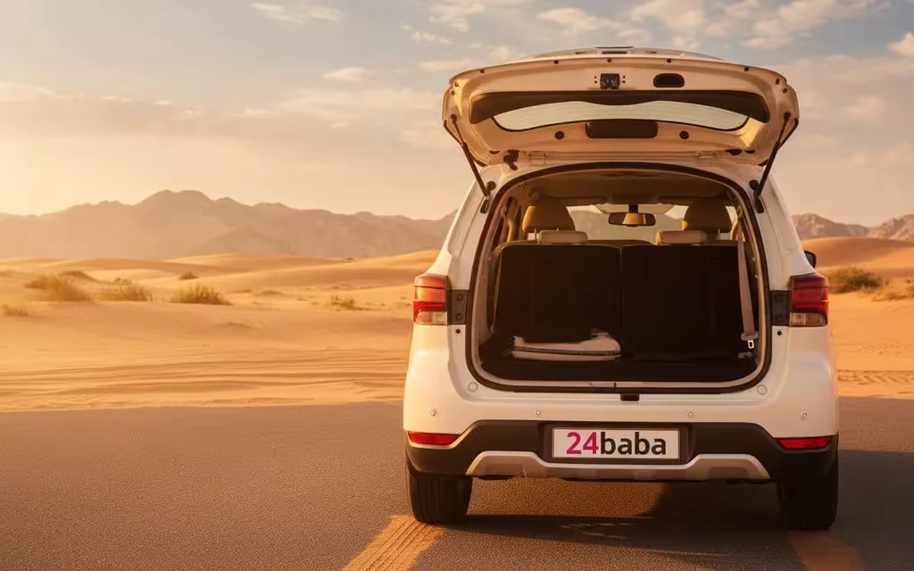 Nissan X Terra 2024 White rear view showing taillights – rental in Dubai