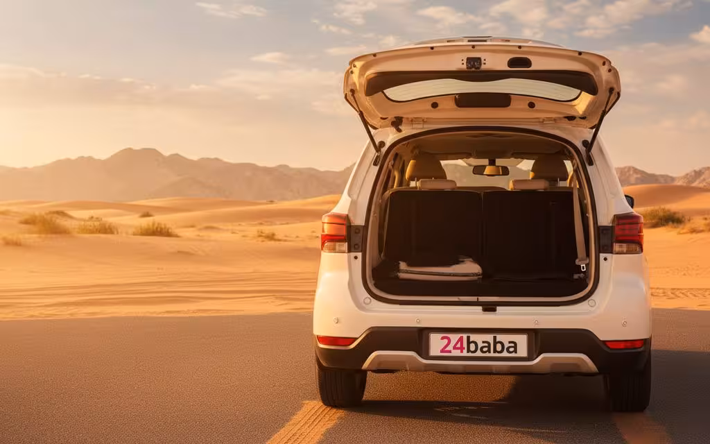 Nissan X Terra 2024 White rear view showing taillights – rental in Dubai