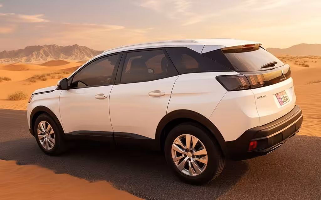 Peugeot 3008 2022 White side profile – rental in Dubai