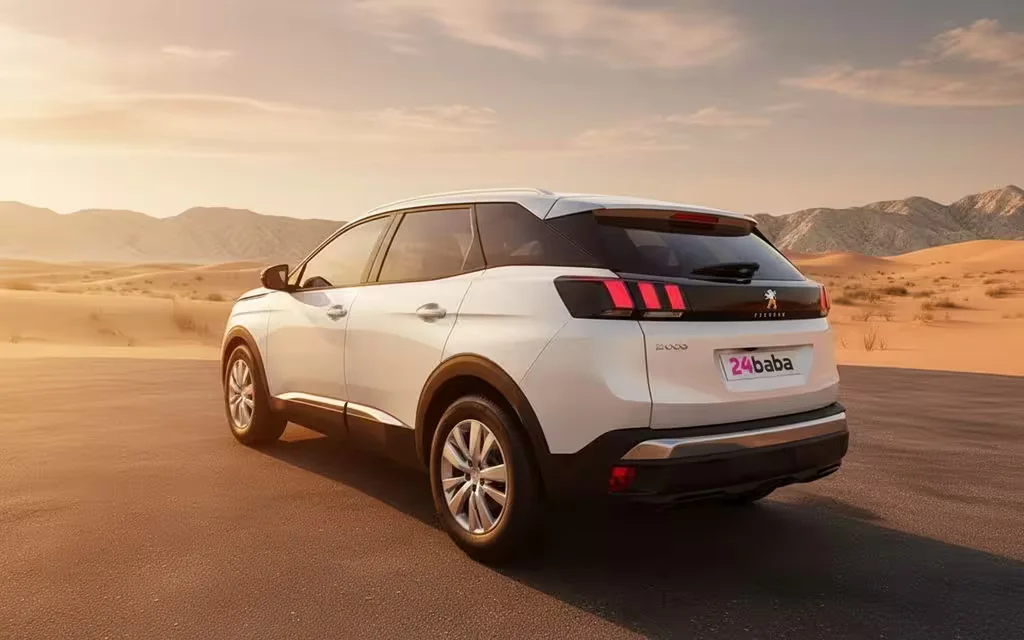 Peugeot 3008 2023 White side profile – rental in Dubai