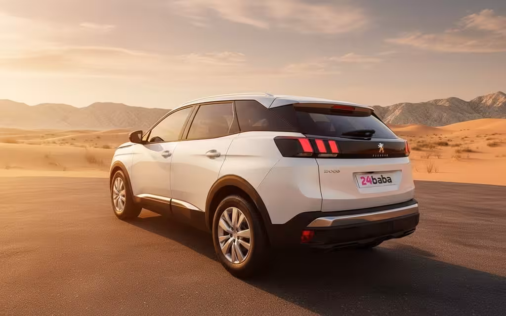 Peugeot 3008 2023 White side profile – rental in Dubai