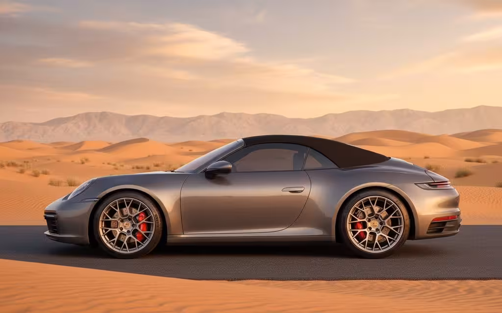 Porsche 911 2023 Grey side profile – rental in Dubai