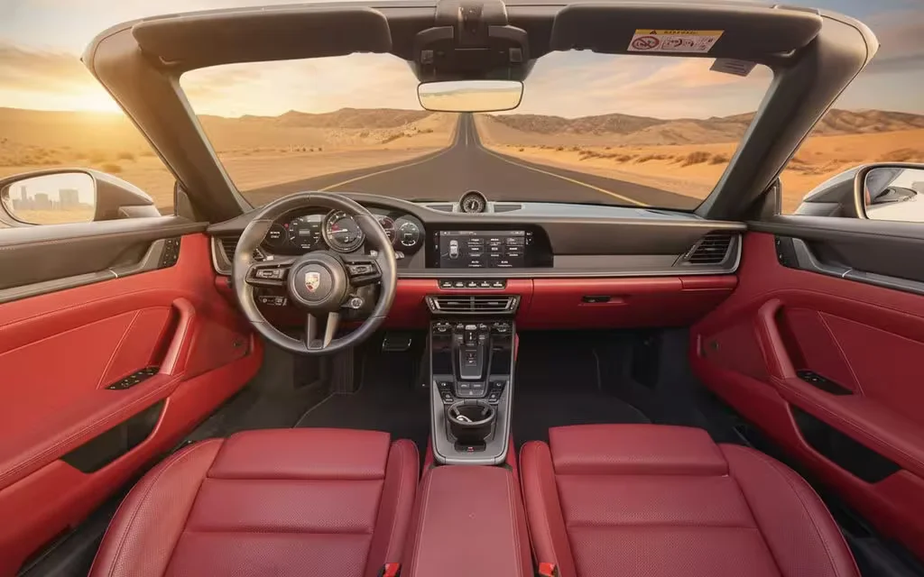 Porsche 911 2023 interior view showing trim – rental in Dubai