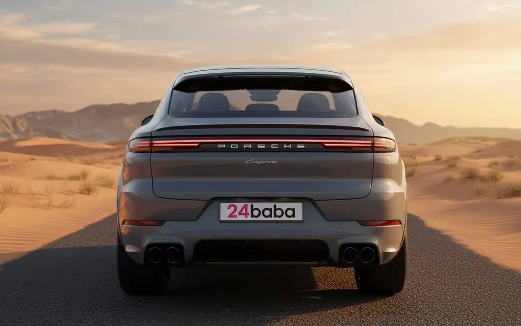 Porsche Cayenne 2024 Grey rear view showing taillights – rental in Dubai