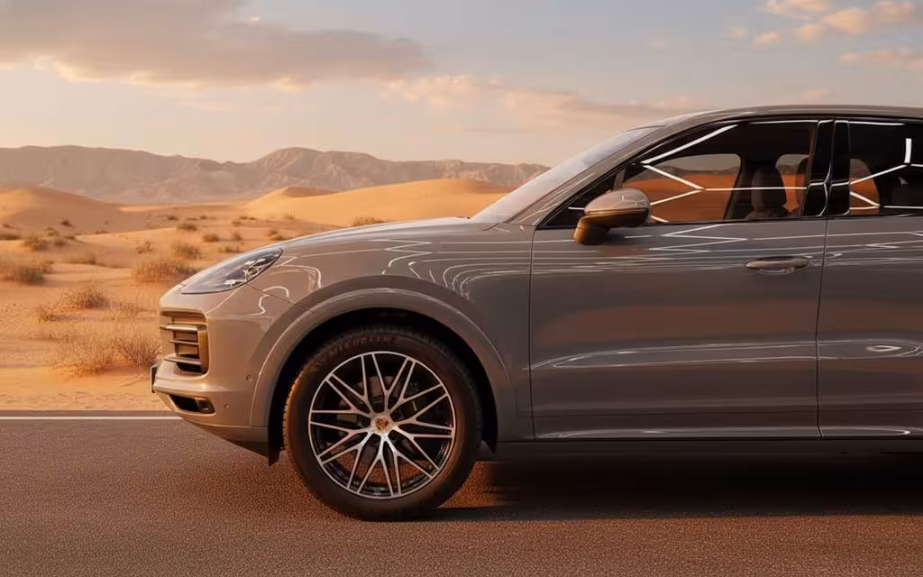 Porsche Cayenne 2024 Grey side profile – rental in Dubai