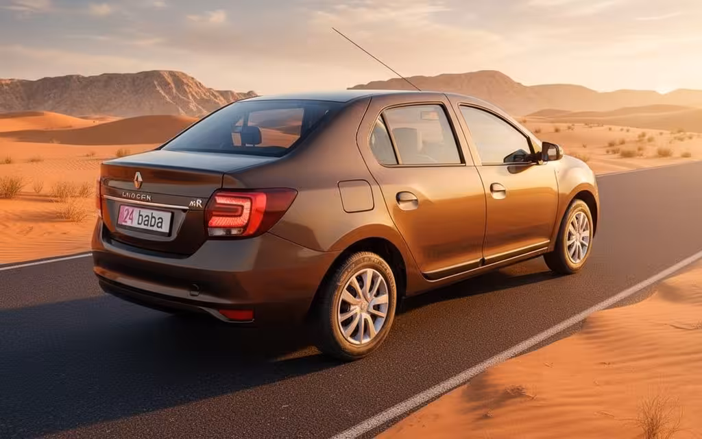 Renault Symbol 2020 Brown rear view showing taillights – rental in Dubai