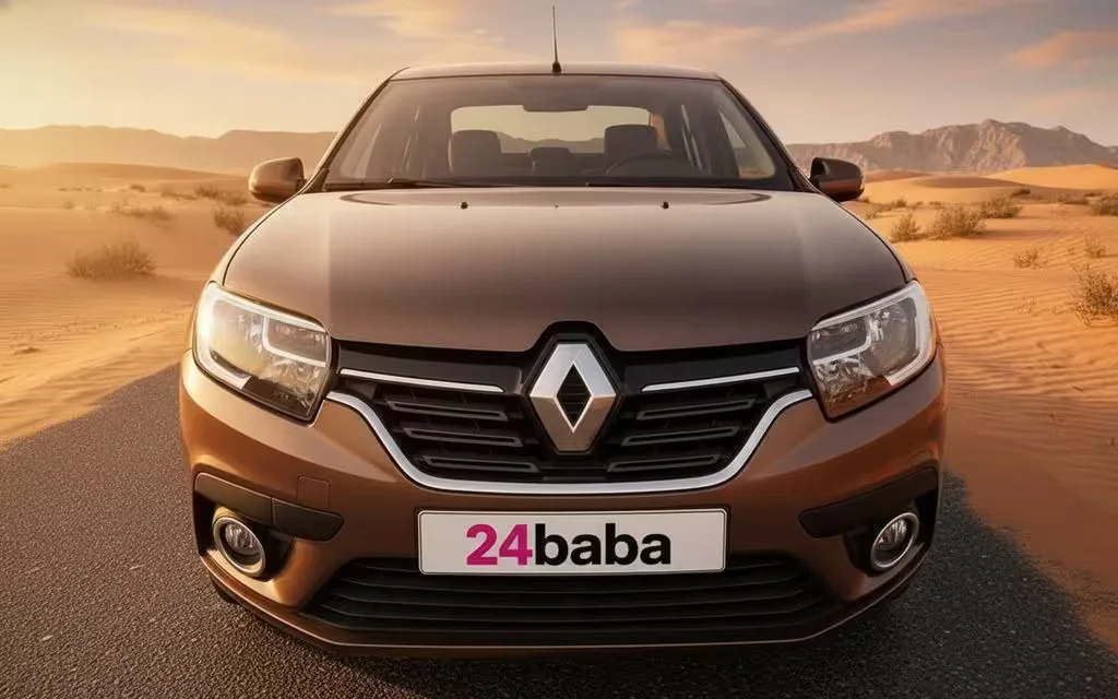 Renault Symbol 2020 Brown front view with headlights – rental in Dubai