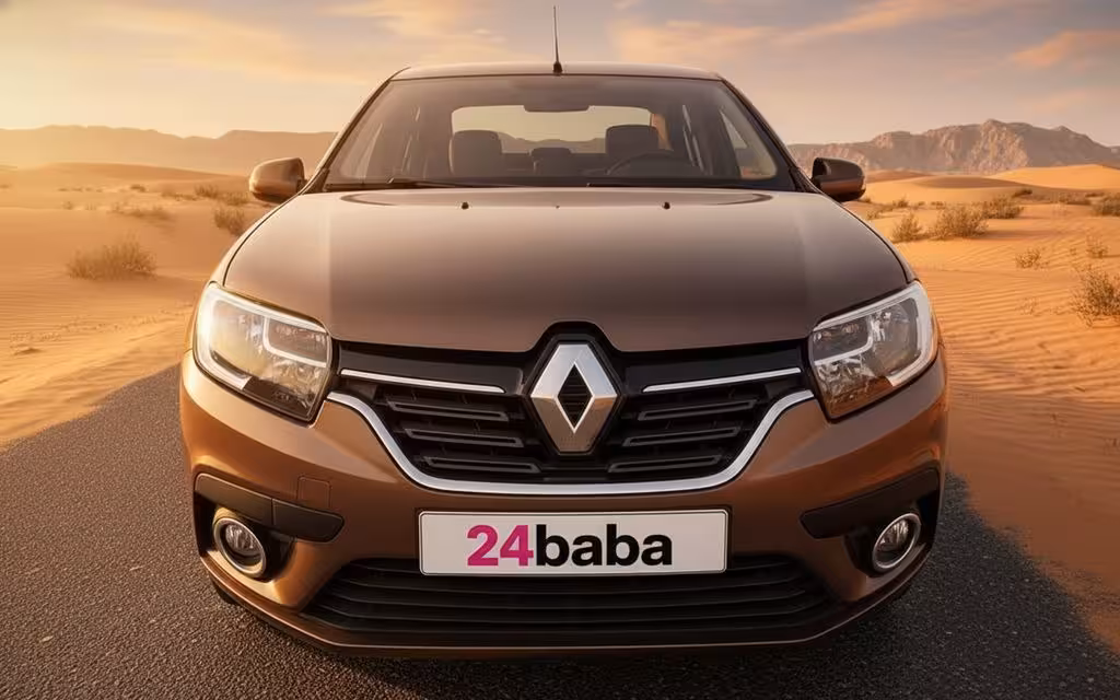 Renault Symbol 2020 Brown front view with headlights – rental in Dubai